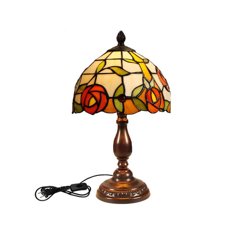 1 Light Geometric Night Table Lamps Tiffany Style Glass Table Lamp