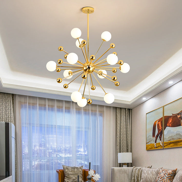 Living Room Hanging Chandelier Metal Contemporary Pendant Light in Gold