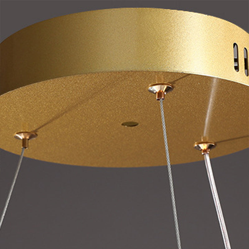 Round Shape Metal Pendant Light Fixture Modern 1 Light Hanging Light Fixture in Gold