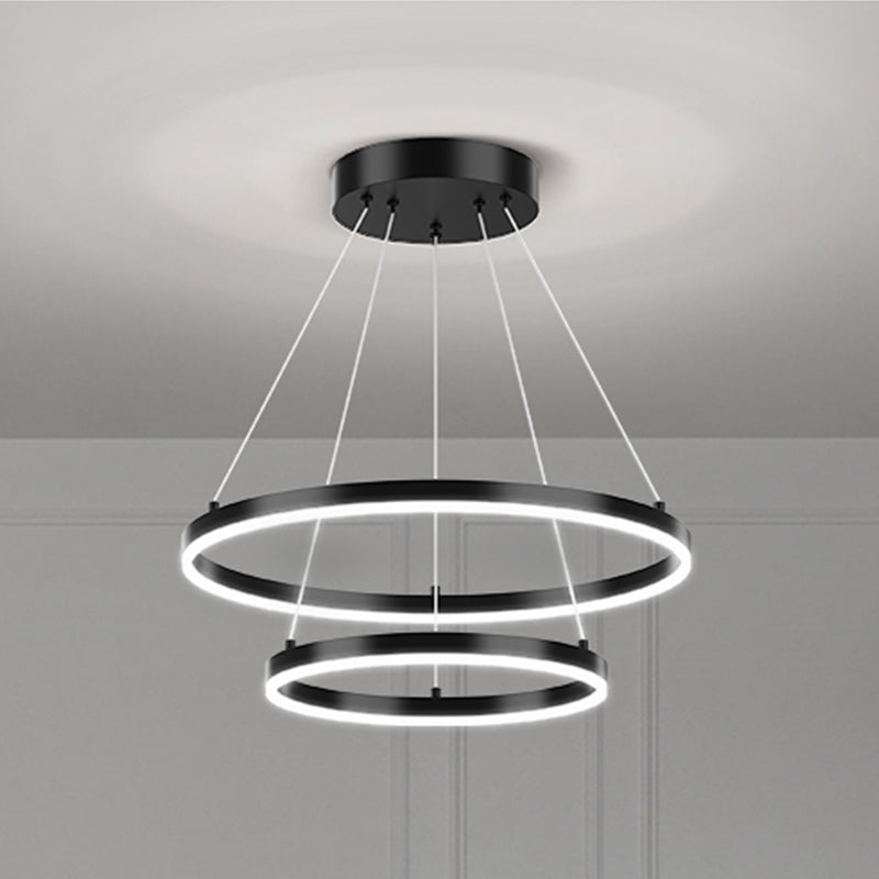 Nordic Circle Chandelier Metal Layered LED Chandelier Pendant for Bedroom