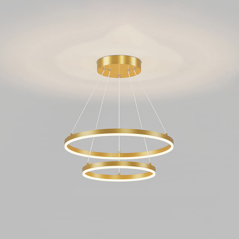 Nordic Circle Chandelier Metal Layered LED Chandelier Pendant for Bedroom