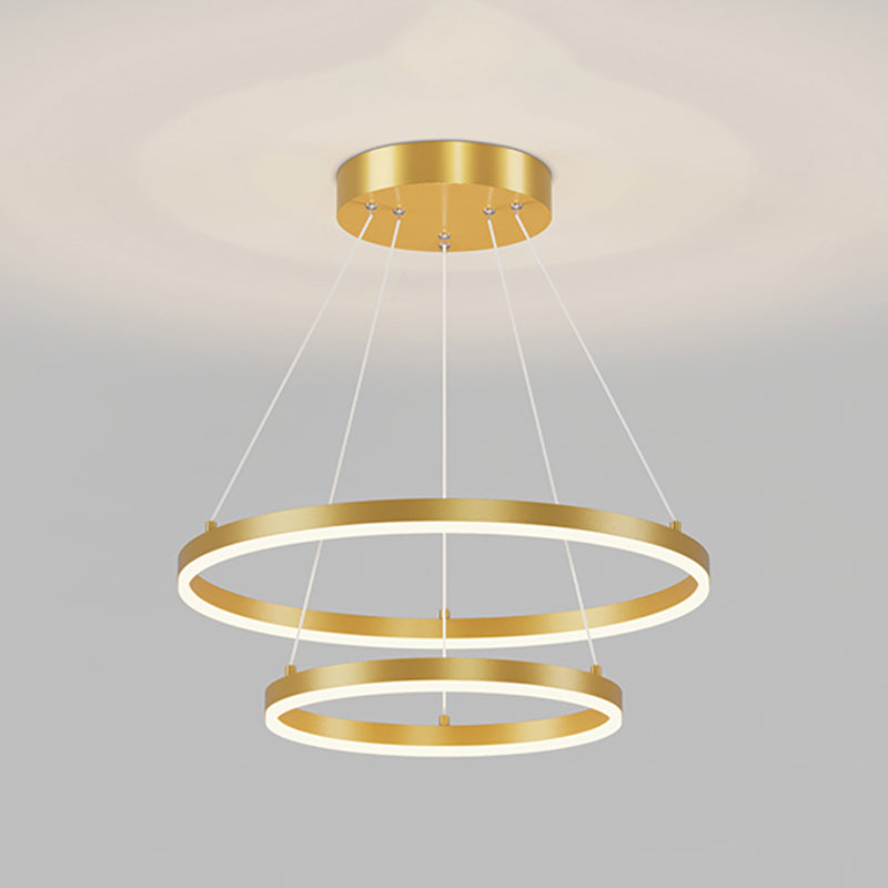 Nordic Circle Chandelier Metal Layered LED Chandelier Pendant for Bedroom