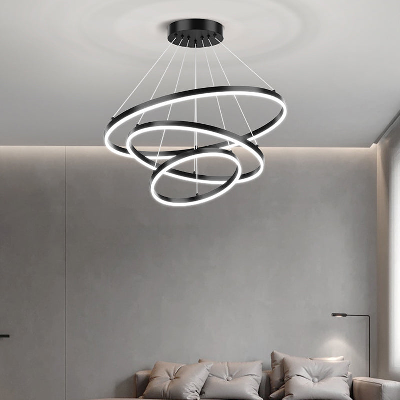 Nordic Circle Chandelier Metal Layered LED Chandelier Pendant for Bedroom