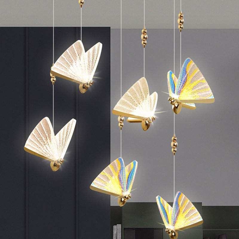 Butterfly Shade Hanging Lighting Modern Style Metal 1 Lights Hanging Lamp for Bedroom