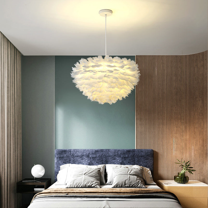 Unique Shade Hanging Lighting Modern Style Feather Multi Light Hanging Lamp for Restaurant