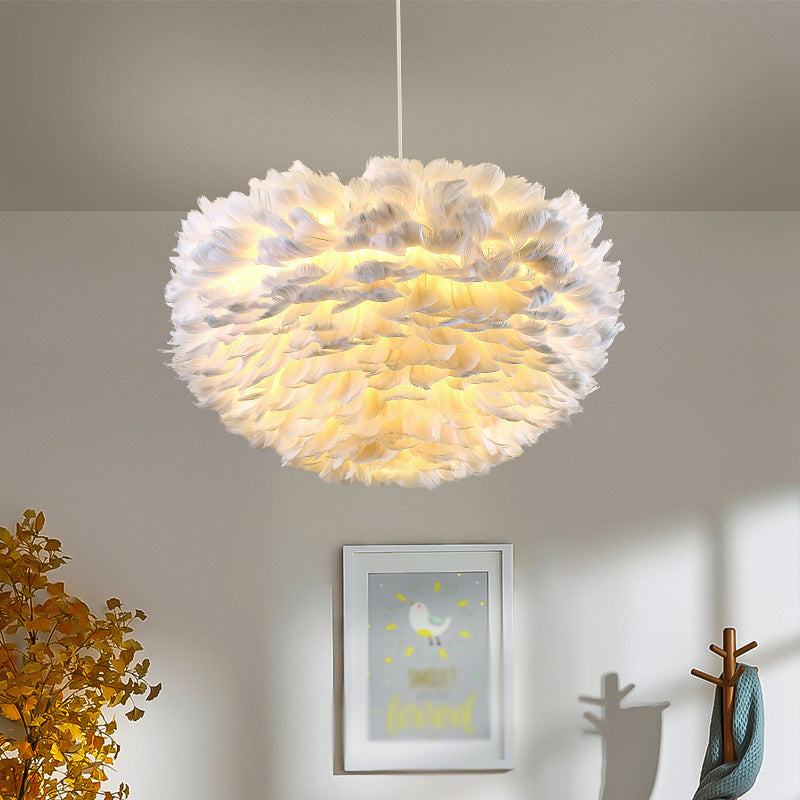 Unique Shade Hanging Lighting Modern Style Feather Multi Light Hanging Lamp for Restaurant