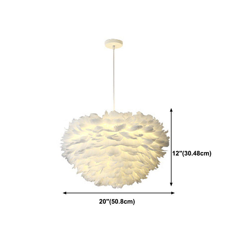 Unique Shade Hanging Lighting Modern Style Feather Multi Light Hanging Lamp for Restaurant