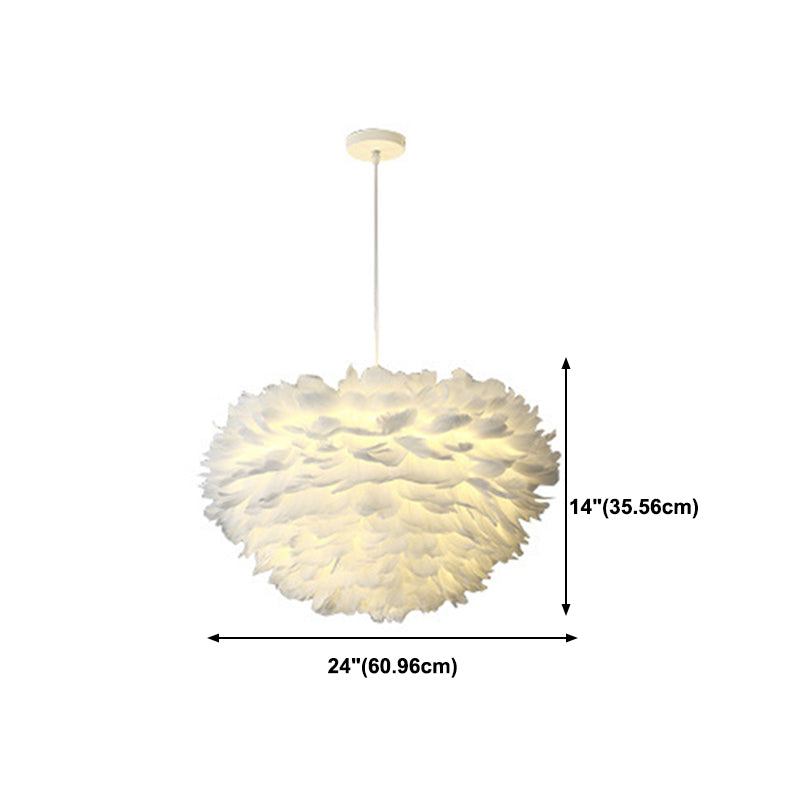 Unique Shade Hanging Lighting Modern Style Feather Multi Light Hanging Lamp for Restaurant