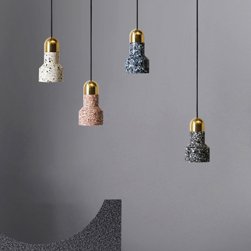 Terrazzo Small Pendant Lamp Nordic Style 1 Head Suspension Light for Dining Room