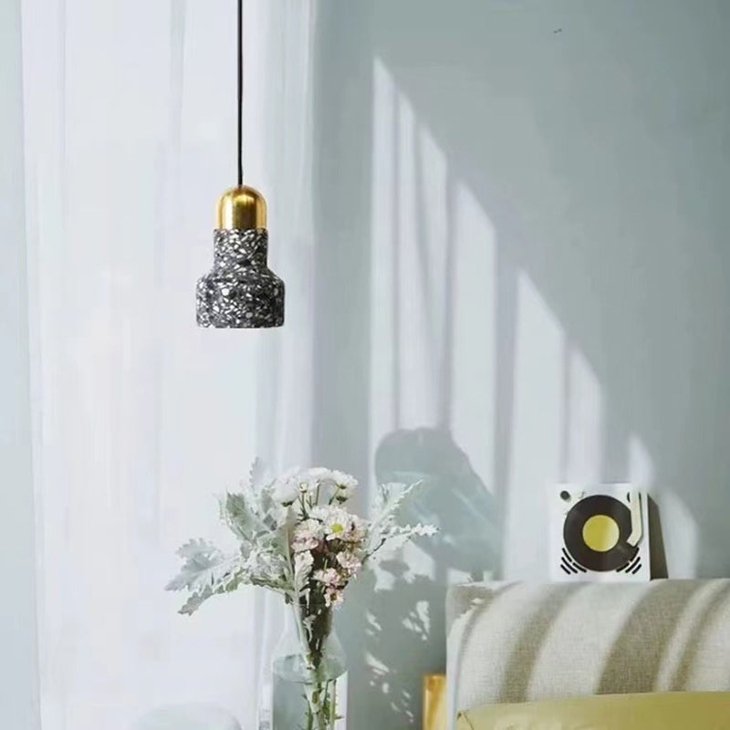 Terrazzo Small Pendant Lamp Nordic Style 1 Head Suspension Light for Dining Room