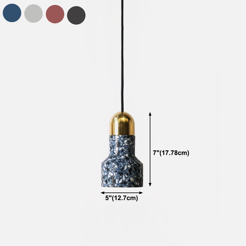 Terrazzo Small Pendant Lamp Nordic Style 1 Head Suspension Light for Dining Room