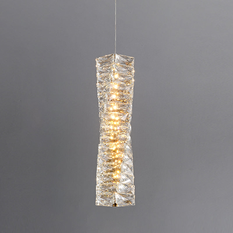 Postmodern Style Crystal Pendant Light Cuboid LED Hanging Pendant for Bedroom