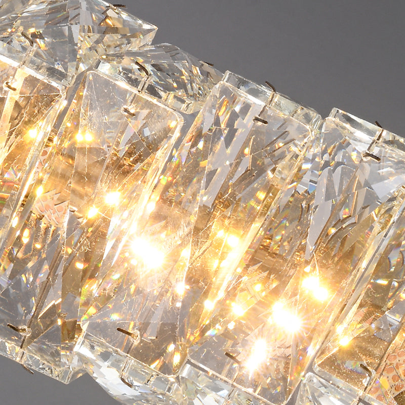 Postmodern Style Crystal Pendant Light Cuboid LED Hanging Pendant for Bedroom