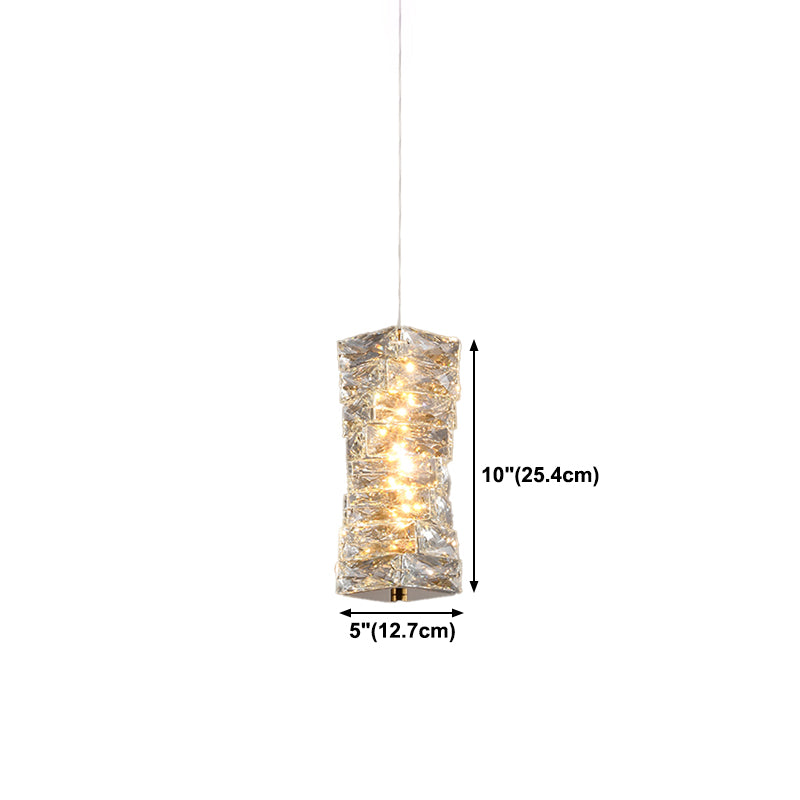 Postmodern Style Crystal Pendant Light Cuboid LED Hanging Pendant for Bedroom