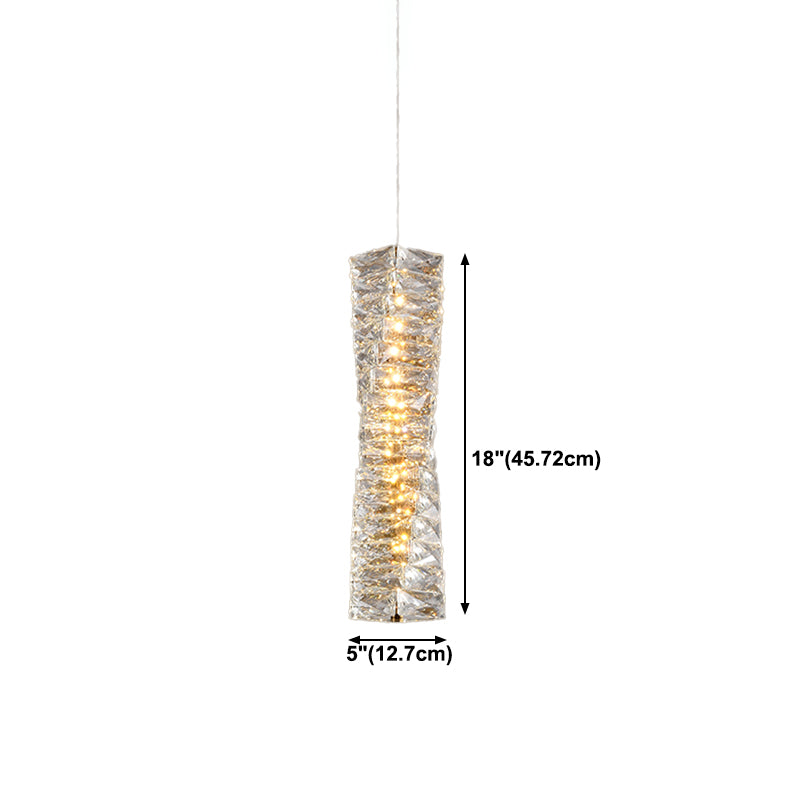 Postmodern Style Crystal Pendant Light Cuboid LED Hanging Pendant for Bedroom