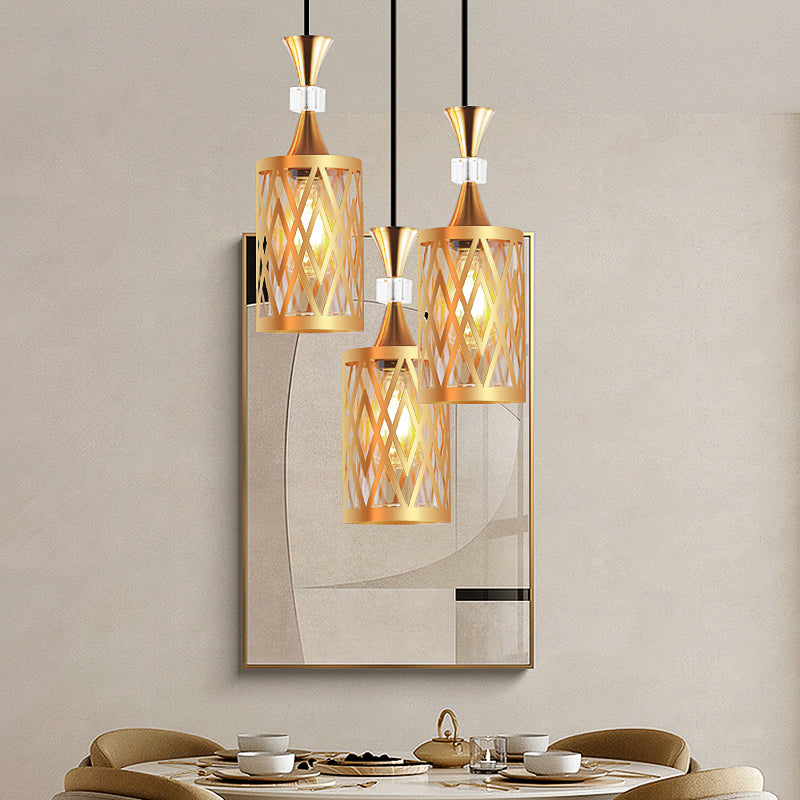 Gold Cutouts Hanging Light Fixture Modern Stylish Glass Pendant Lamp for Dining Room