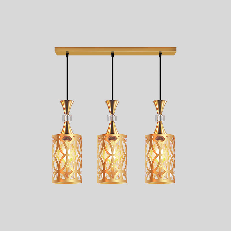 Gold Cutouts Hanging Light Fixture Modern Stylish Glass Pendant Lamp for Dining Room