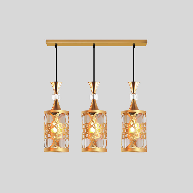 Gold Cutouts Hanging Light Fixture Modern Stylish Glass Pendant Lamp for Dining Room