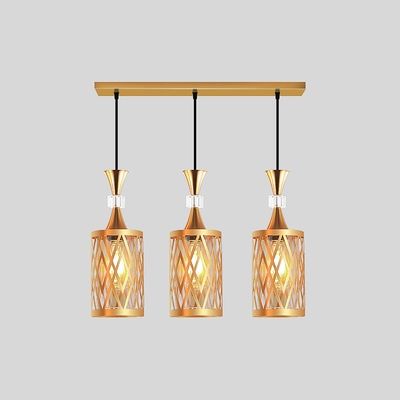 Gold Cutouts Hanging Light Fixture Modern Stylish Glass Pendant Lamp for Dining Room