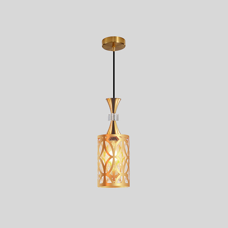 Gold Cutouts Hanging Light Fixture Modern Stylish Glass Pendant Lamp for Dining Room