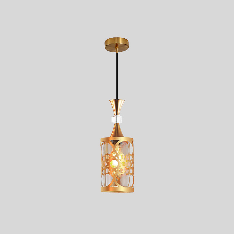 Gold Cutouts Hanging Light Fixture Modern Stylish Glass Pendant Lamp for Dining Room