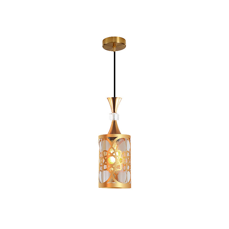 Gold Cutouts Hanging Light Fixture Modern Stylish Glass Pendant Lamp for Dining Room