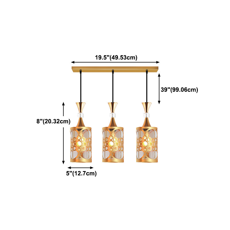 Gold Cutouts Hanging Light Fixture Modern Stylish Glass Pendant Lamp for Dining Room