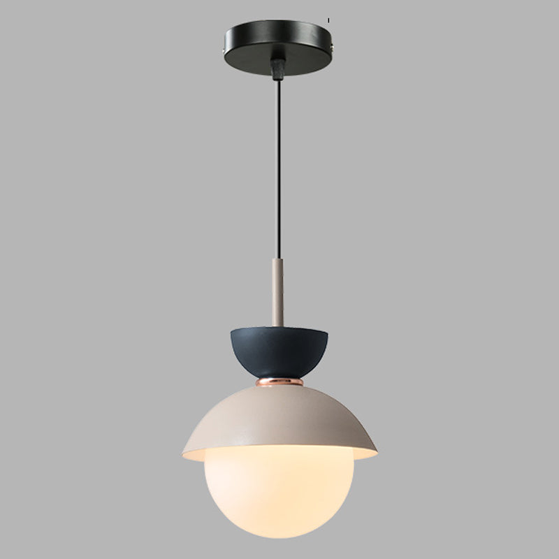 Macaron Style Hanging Light Fixture 1-Light Pendant Lamp with Glass Shade for Bedroom