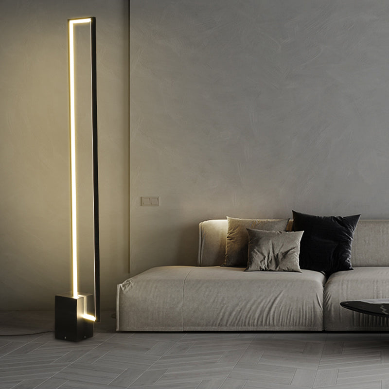 Iluminación de piso de forma cuadrada de metal Iluminación moderna de lámpara de piso de 1 luz en negro