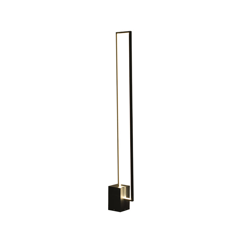 Metal Square Shape Floor Lighting Modern 1-Light Floor Light Fixture in Black