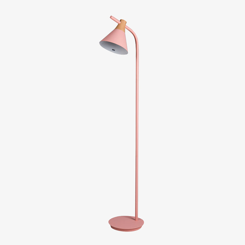 Macaron-stijl vloerlicht 1-licht vloer staande lamp met hout voor woonkamer