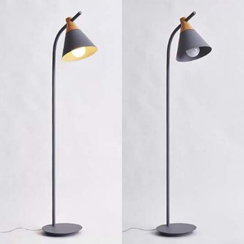 Macaron-stijl vloerlicht 1-licht vloer staande lamp met hout voor woonkamer