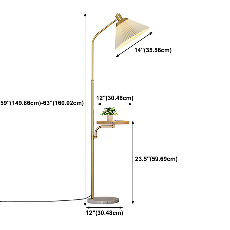 Luz de piso de bombilla de tono de tela de lámpara de metal de estilo nórdico con mesa de té para dormitorio