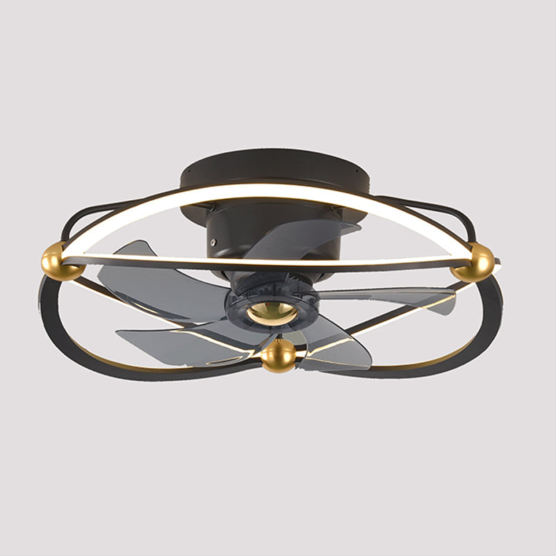 360-Degree Rotatable Fan Lamp Minimalist Metal Bedroom Semi Flush Mount Ceiling Light