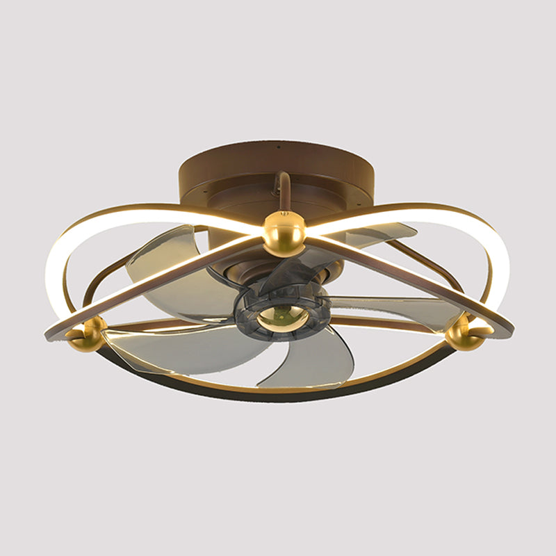 360-Degree Rotatable Fan Lamp Minimalist Metal Bedroom Semi Flush Mount Ceiling Light