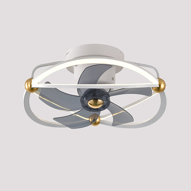 360-Degree Rotatable Fan Lamp Minimalist Metal Bedroom Semi Flush Mount Ceiling Light