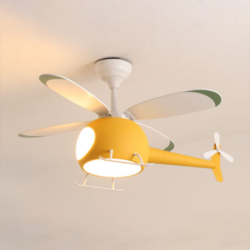 Plane Shape Metal Ceiling Fans Kid Style Multi Lights Ceiling Fan Lamp Fixture