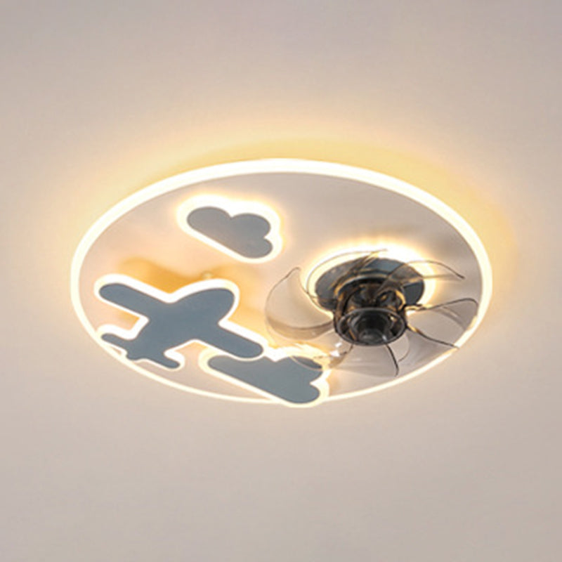 Metal Ceiling Fan Lamp Kids Style LED Ceiling Mounted Light for Bedroom