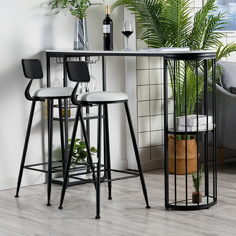 Stone Top Cocktail Bar Table 42-inch Height Iron Base Bar Height Storage Table