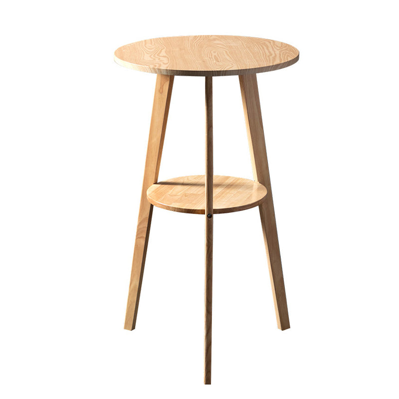 Simple Style Round Bar Table Wood Top Pub Table for Living Room