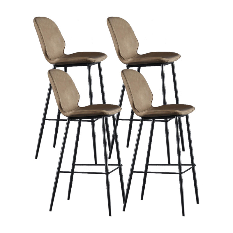 Scandinavian Matte Finish Leather Bar Stool Low Back Home Stool