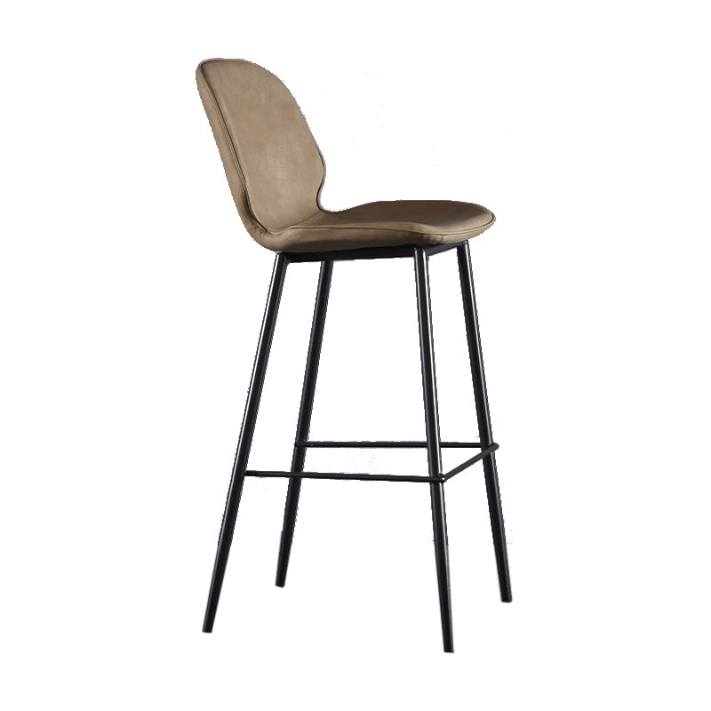 Scandinavian Matte Finish Leather Bar Stool Low Back Home Stool