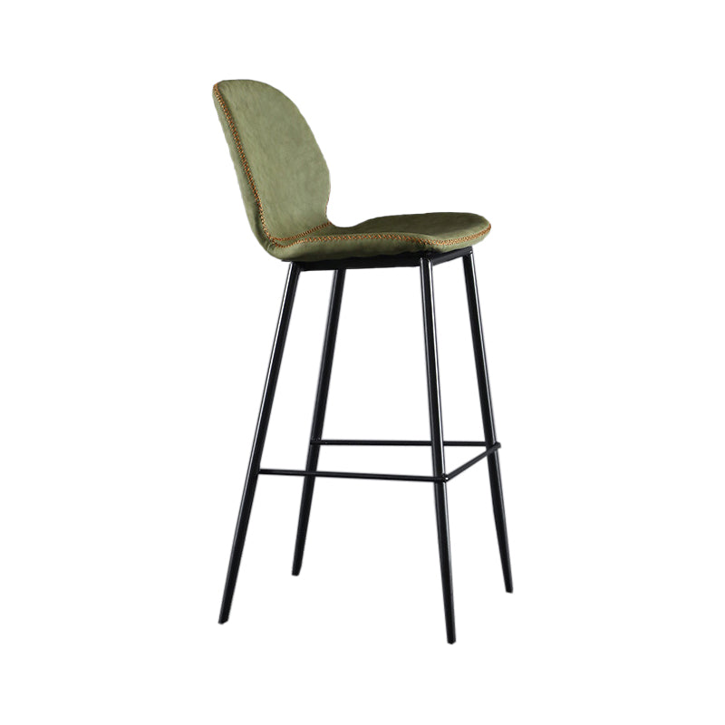 Scandinavian Matte Finish Leather Bar Stool Low Back Home Stool