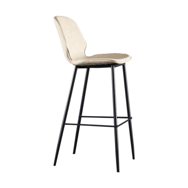 Scandinavian Matte Finish Leather Bar Stool Low Back Home Stool