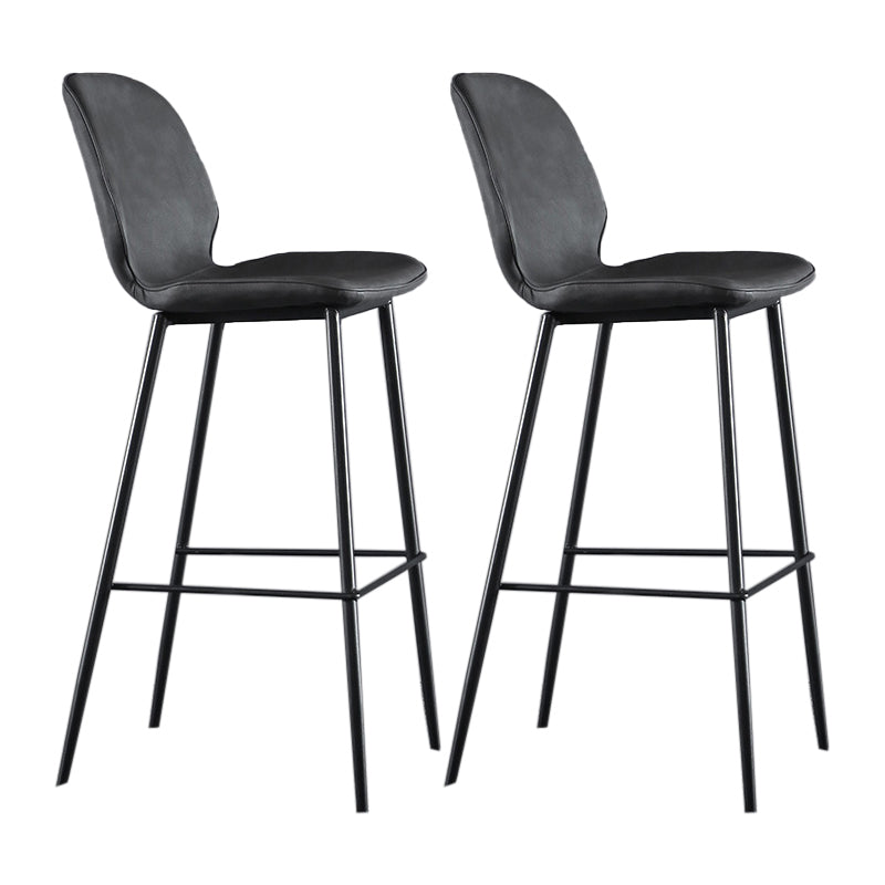 Scandinavian Matte Finish Leather Bar Stool Low Back Home Stool