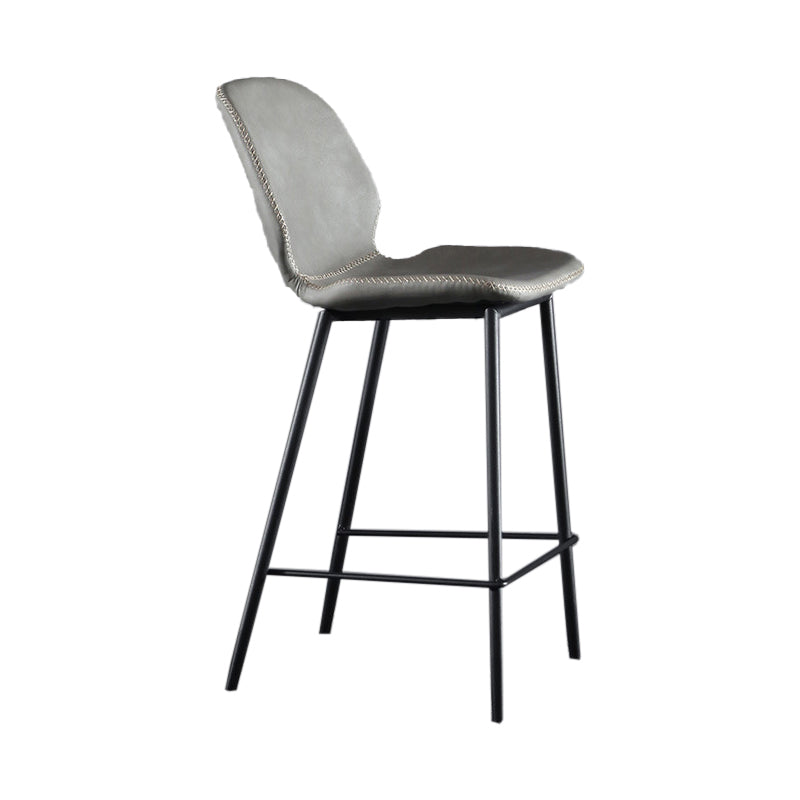 Scandinavian Matte Finish Leather Bar Stool Low Back Home Stool