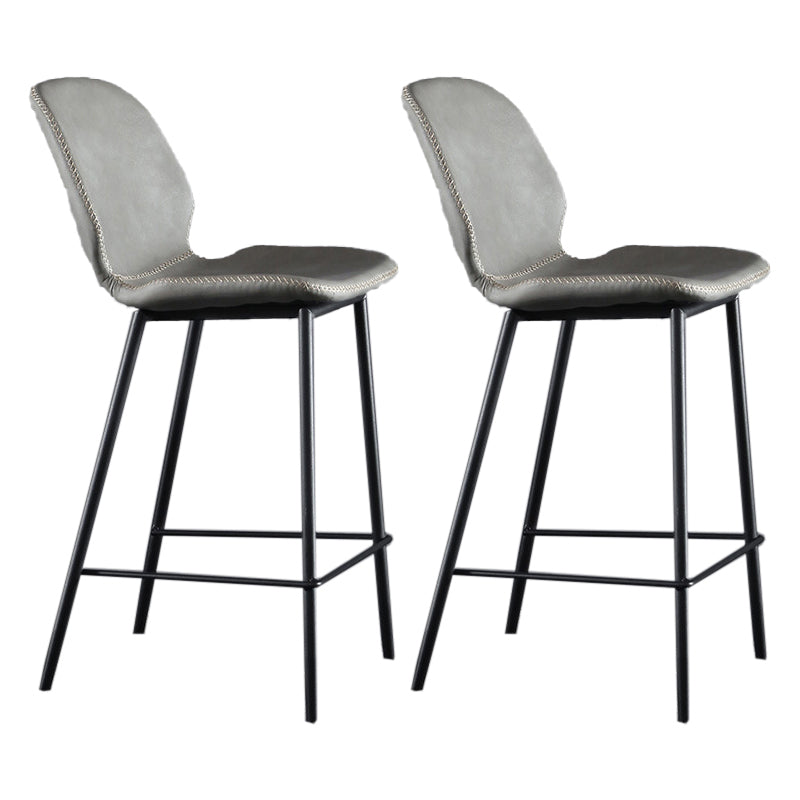 Scandinavian Matte Finish Leather Bar Stool Low Back Home Stool