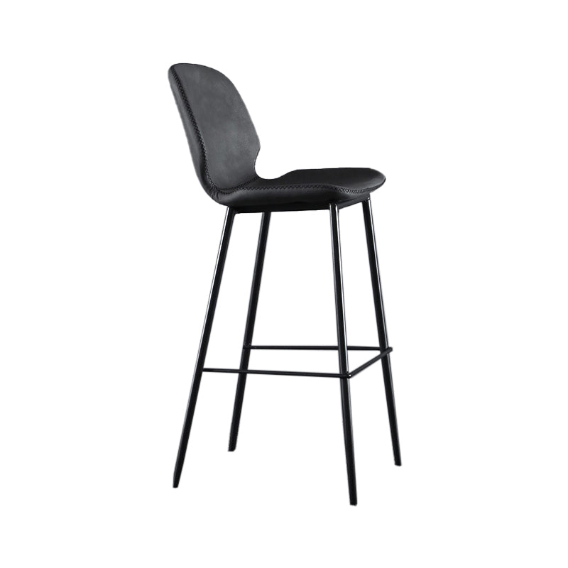 Scandinavian Matte Finish Leather Bar Stool Low Back Home Stool