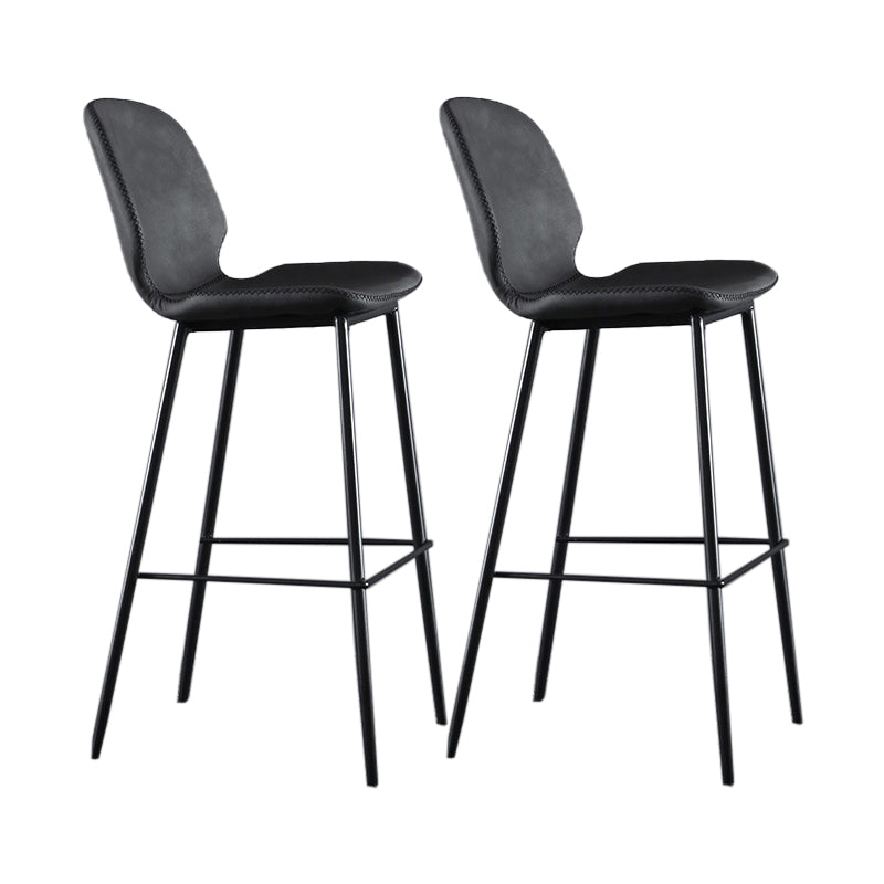 Scandinavian Matte Finish Leather Bar Stool Low Back Home Stool