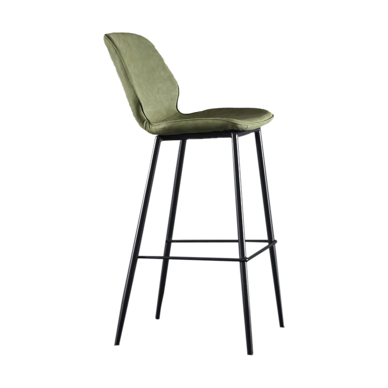 Scandinavian Matte Finish Leather Bar Stool Low Back Home Stool